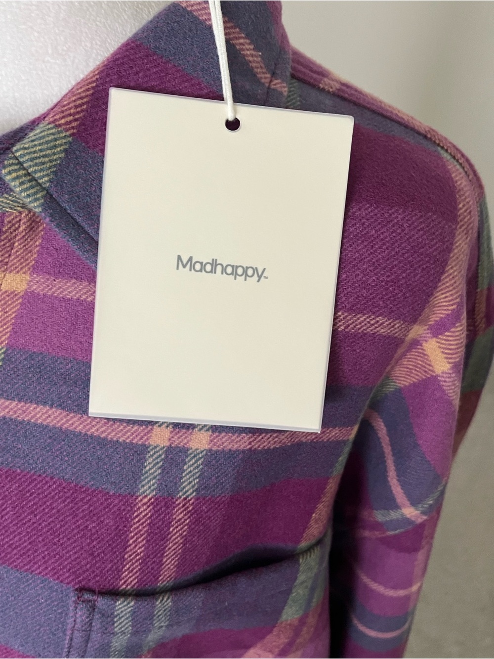NWT Madhappy Wool Purple Plaid Buttondown Shirt Size Large (May Fit Up To XXL) - Picture 5 of 12